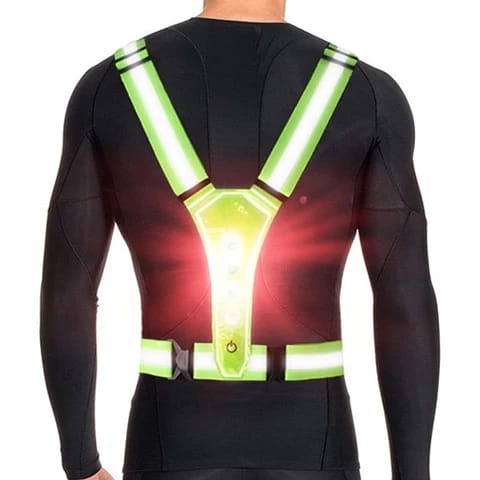 HCSPHaute Visibilité Led Usb gilet de sécurité sac à dos led réfléchissant gilet de course lumières pour coureur voyant d'avertissement clignotant